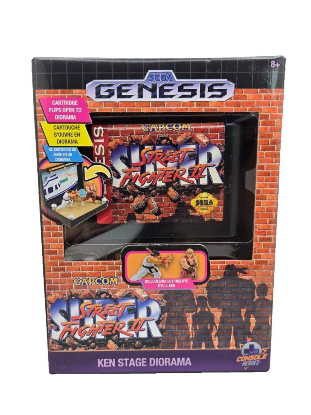 Street Fighter Sega Genesis Console Heroes Ken & Ryu Stage Diorama New Sealed